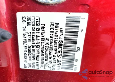 2006 Honda Element Ex z USA, uszkodzony, nr VIN 5J6YH28726L001063